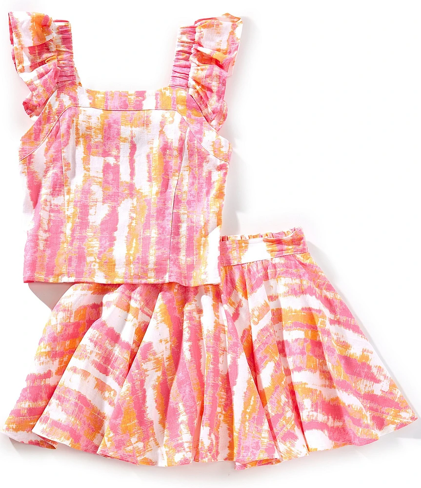 Habitual Big Girls Printed Flutter Sleeve Top & Matching Skirt 2-Piece Set
