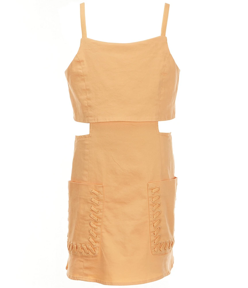 Habitual Big Girls Sleeveless Overlay Side Cutouts Romper