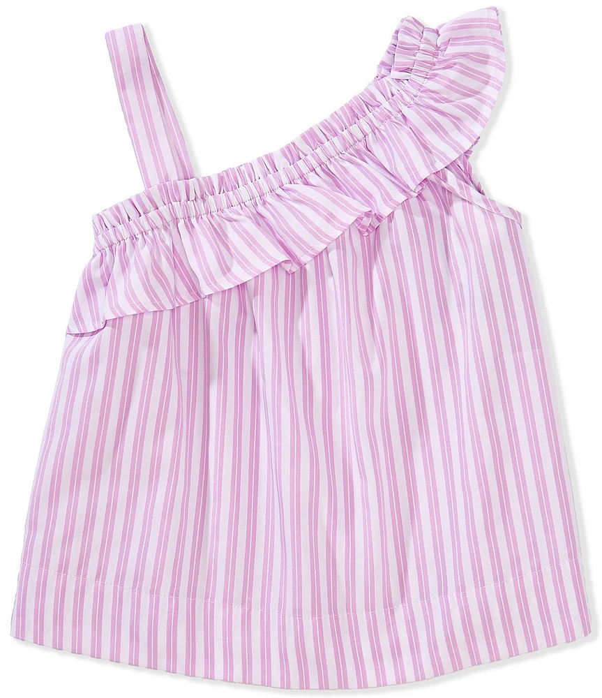Habitual Big Girls Sleeveless Asymmetrical Ruffle Stripe Blouse