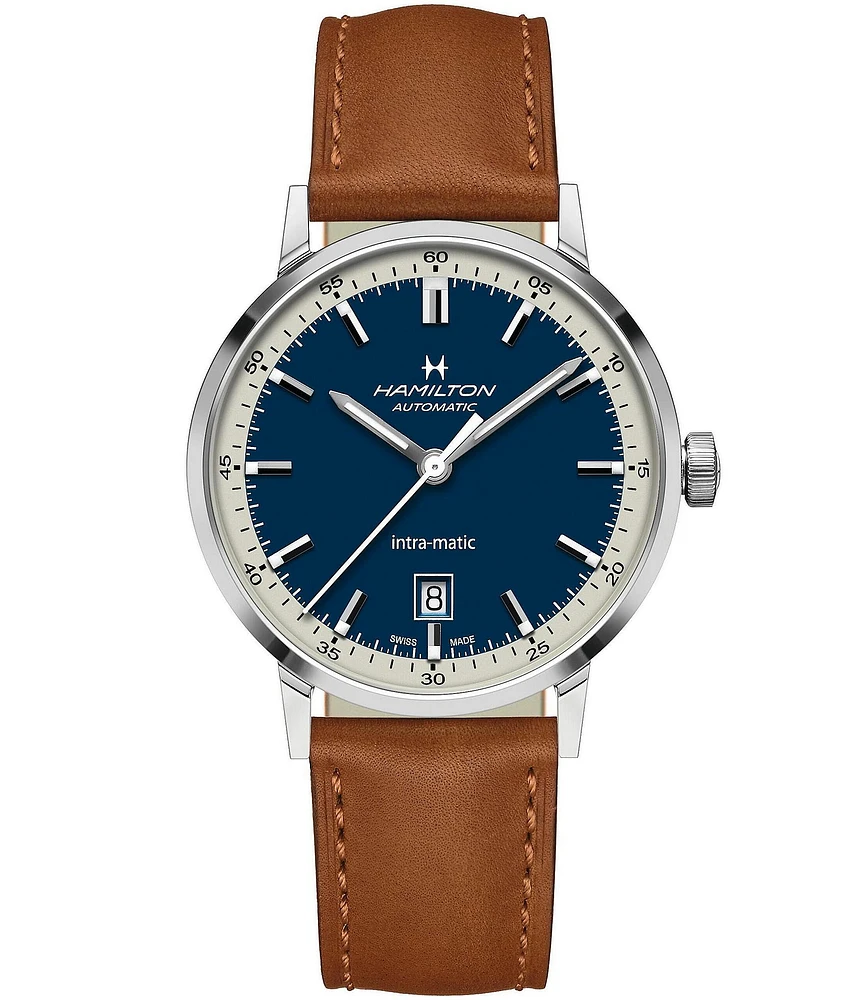 Hamilton American Classic Intra-Matic Brown Leather Automatic Watch