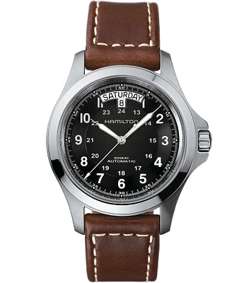 Hamilton Khaki King Automatic Day & Date Leather-Strap Watch