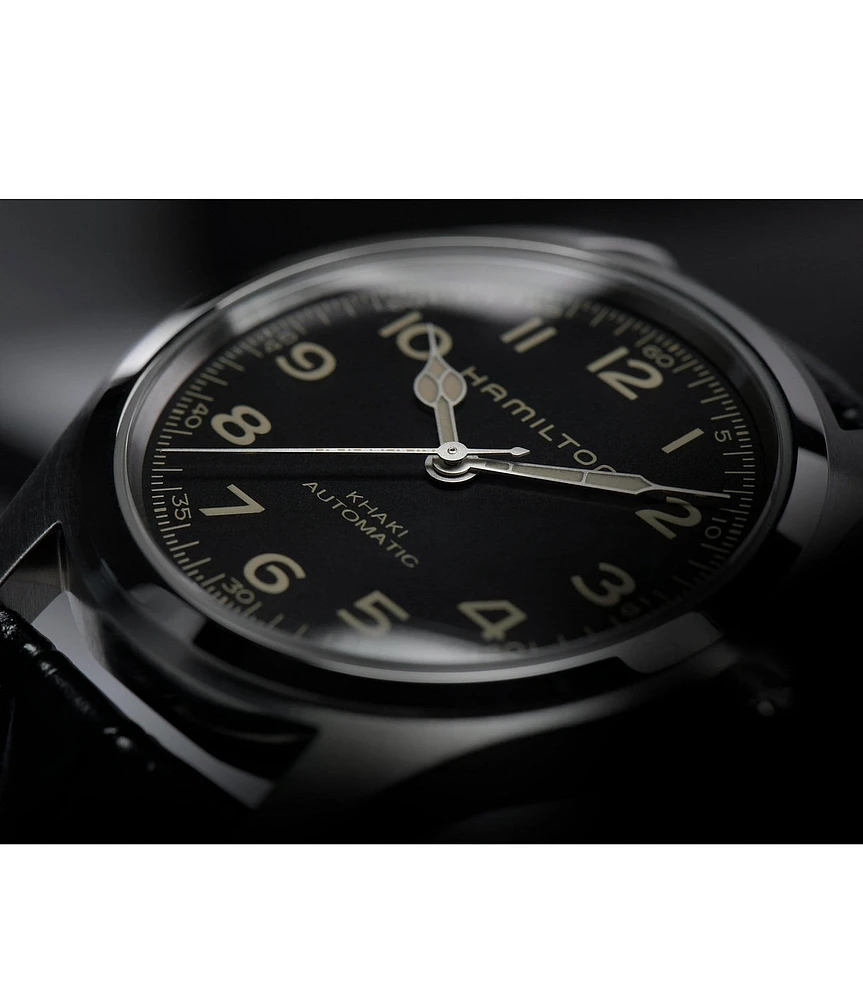 Hamilton Men's Khaki Field Murph Automatic Black Leather Strap Watch