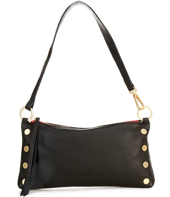 Hammitt Kyle Leather Black/Brushed Gold Red Zip Shoulder Bag