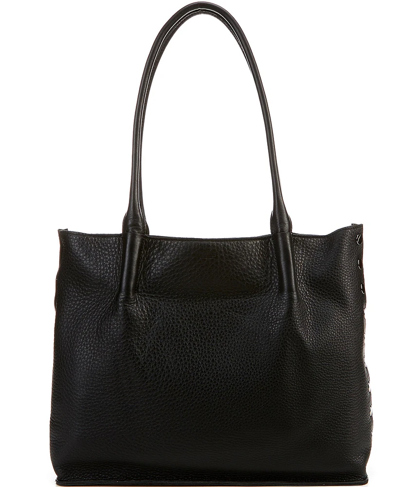 Hammitt Oliver Black Rivet Pebble Leather Snap Tote Bag