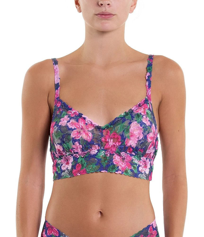 Hanky Panky Floral Printed V-Neck Retro Lace Bralette
