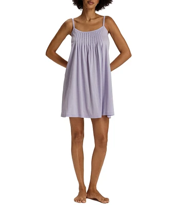 Hanro Juliet Pleated Jersey Knit Scoop Neck Sleeveless Babydoll Nightgown
