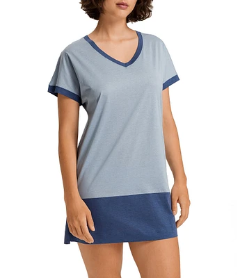 Hanro Laura Short Sleeve V-Neck Knit Nightshirt