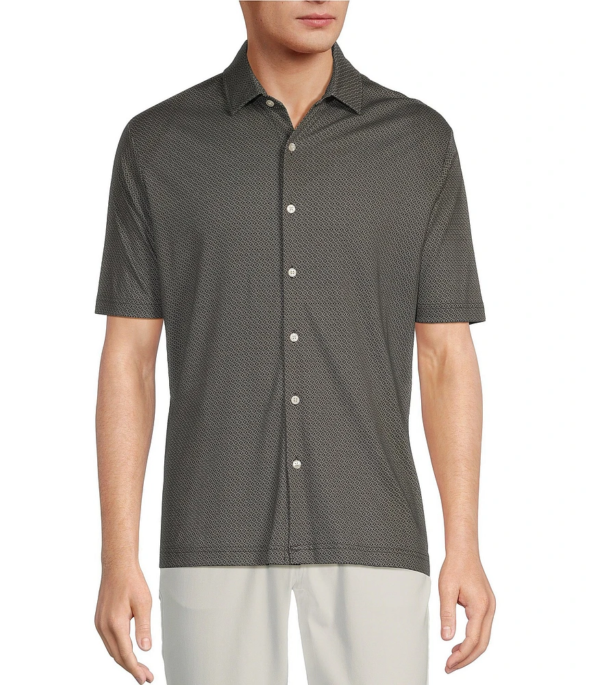 Hart Schaffner Marx HartSoft Short Sleeve Mini Print Coatfront Shirt