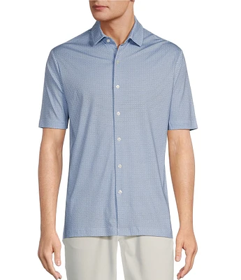 Hart Schaffner Marx HartSoft Short Sleeve Mini Print Coatfront Shirt