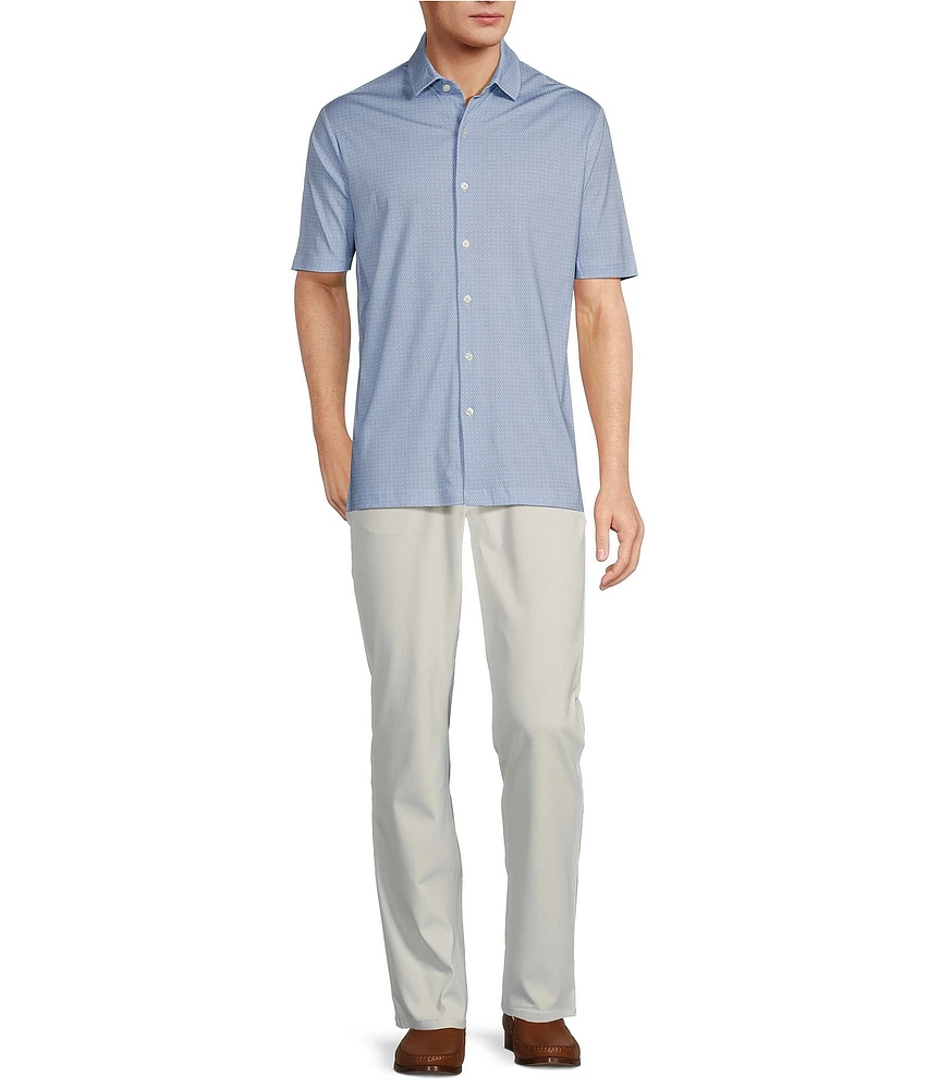 Hart Schaffner Marx HartSoft Short Sleeve Mini Print Coatfront Shirt