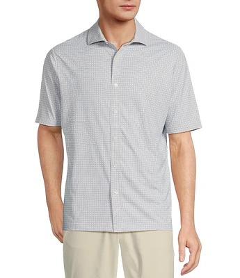 Hart Schaffner Marx Short Sleeve Luxury Performance Geo Print Coatfront Shirt