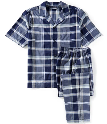 Hart Schaffner Marx Long-Sleeve Woven Pajama Shirt & Matching Woven Pajama Pant Set
