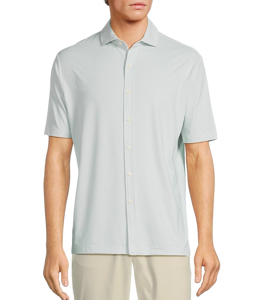 Hart Schaffner Marx Luxury Performance Short Sleeve Houndstooth Coatfront Shirt