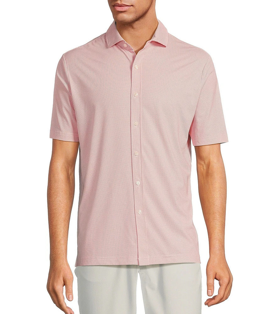 Hart Schaffner Marx Luxury Performance Short Sleeve Houndstooth Coatfront Shirt