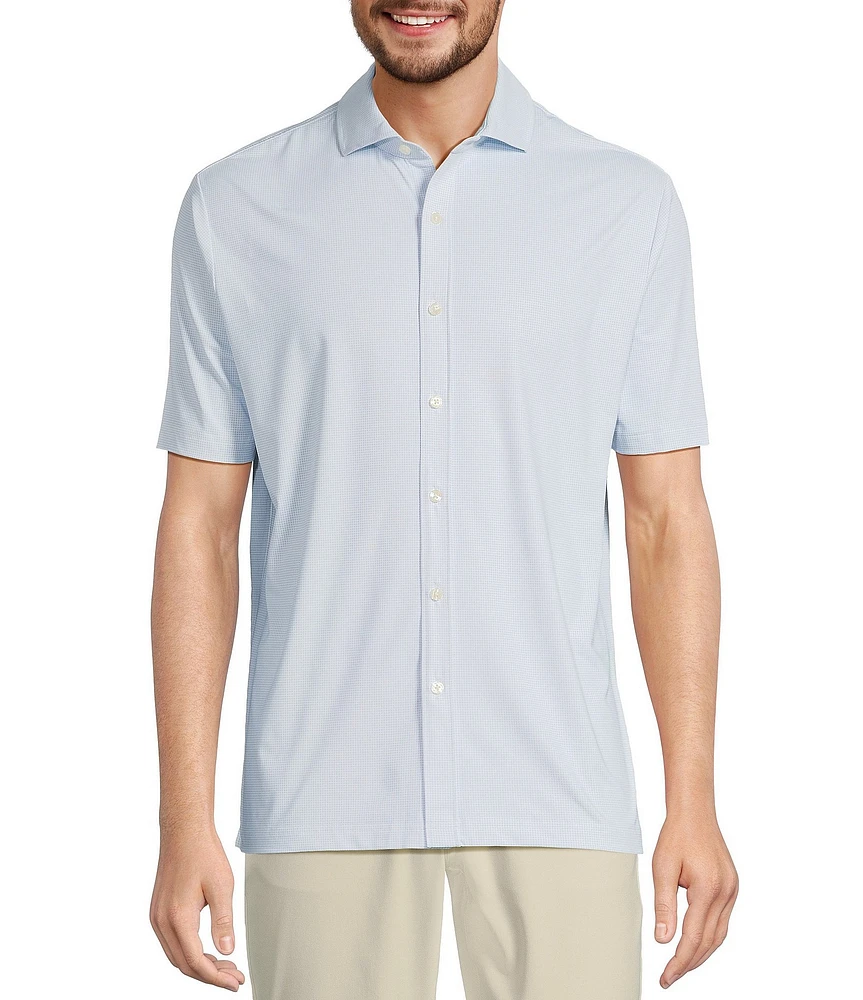 Hart Schaffner Marx Luxury Performance Short Sleeve Houndstooth Coatfront Shirt