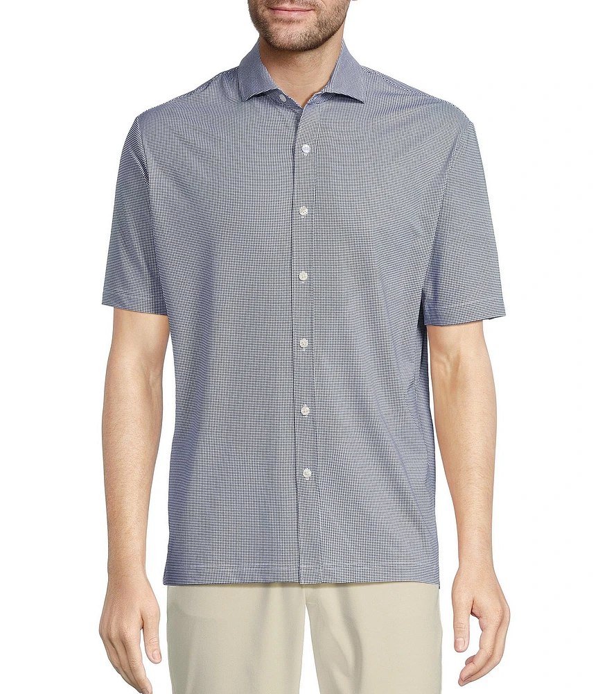 Hart Schaffner Marx Luxury Performance Short Sleeve Houndstooth Coatfront Shirt