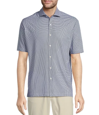 Hart Schaffner Marx Luxury Performance Short Sleeve Houndstooth Coatfront Shirt