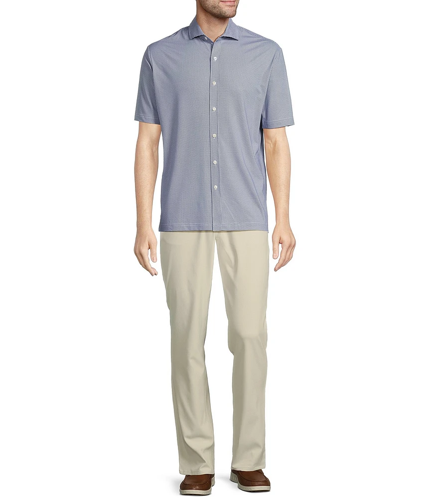 Hart Schaffner Marx Luxury Performance Short Sleeve Houndstooth Coatfront Shirt