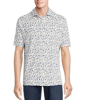 Hart Schaffner Marx Luxury Performance Short Sleeve Island Print Sportshirt