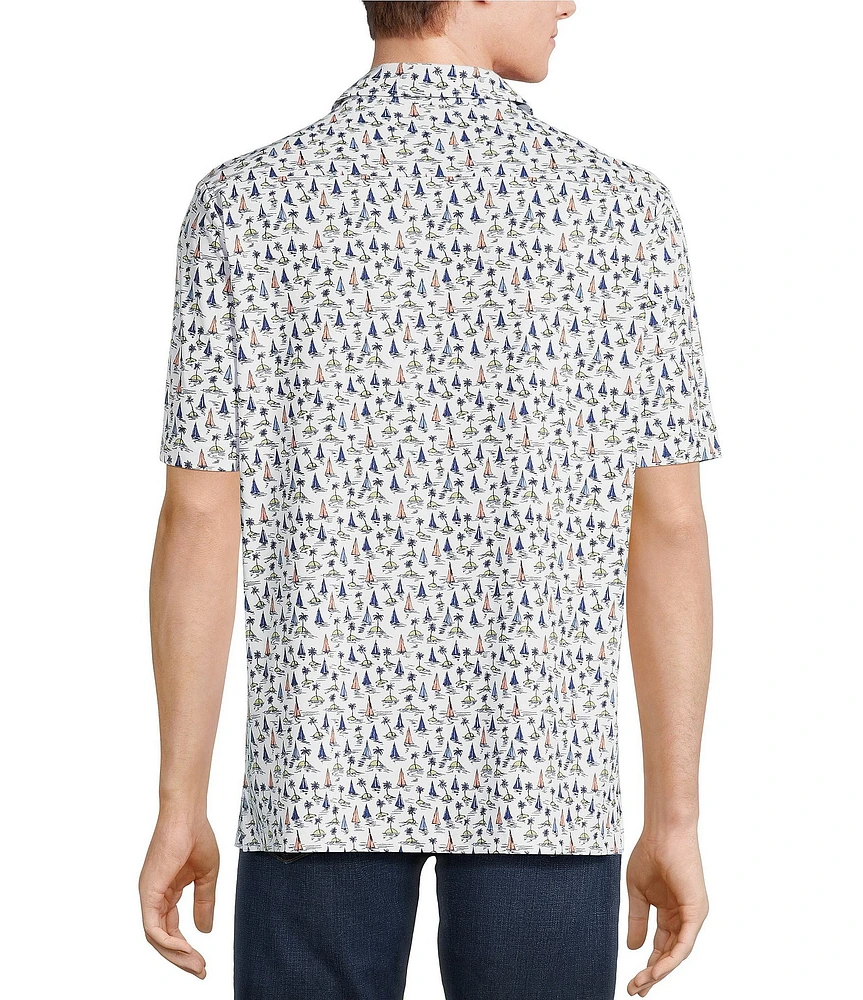 Hart Schaffner Marx Luxury Performance Short Sleeve Island Print Sportshirt