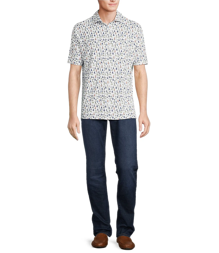 Hart Schaffner Marx Luxury Performance Short Sleeve Island Print Sportshirt