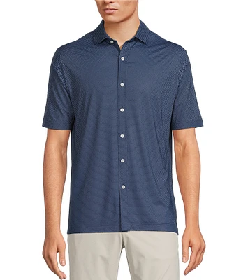 Hart Schaffner Marx Luxury Performance Short Sleeve Scale Print Coatfront Shirt