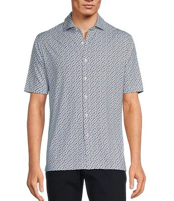 Hart Schaffner Marx Luxury Performance Short Sleeve Turtle Print Sportshirt