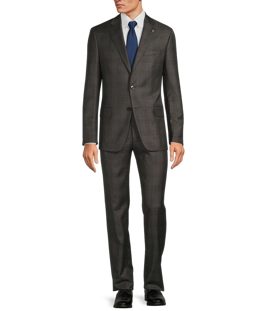Hart Schaffner Marx New York Modern Fit Flat Front Plaid Pattern 2-Piece Suit