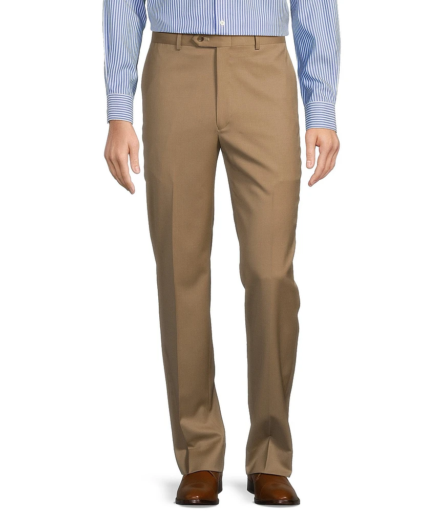 Hart Schaffner Marx New York Modern Fit Flat Front Solid Wool Dress Pants