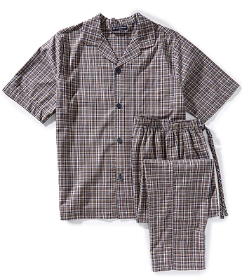 Hart Schaffner Marx Short Sleeve Plaid Woven Pajama Set