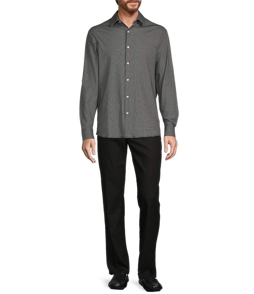 Hart Schaffner Marx State Street Essentials Albini 4FLEX Long Sleeve Mini Floral Coat Front Shirt