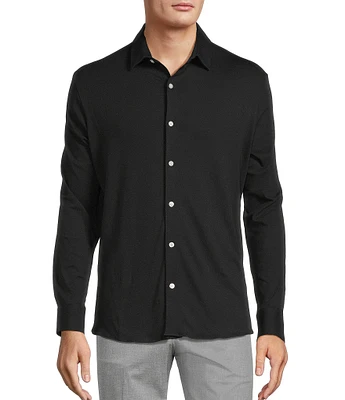Hart Schaffner Marx State Street Essentials Long Sleeve Solid Albini Knit 4Flex Coatfront Shirt