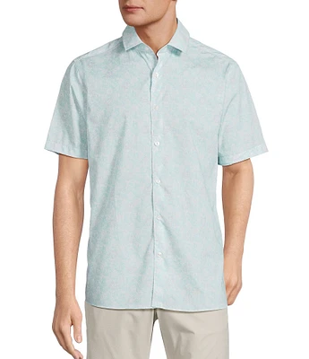 Hart Schaffner Marx The Blueprint Collection Short Sleeve Paisley Floral Button Front Shirt