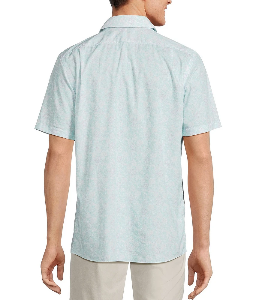 Hart Schaffner Marx The Blueprint Collection Short Sleeve Paisley Floral Button Front Shirt