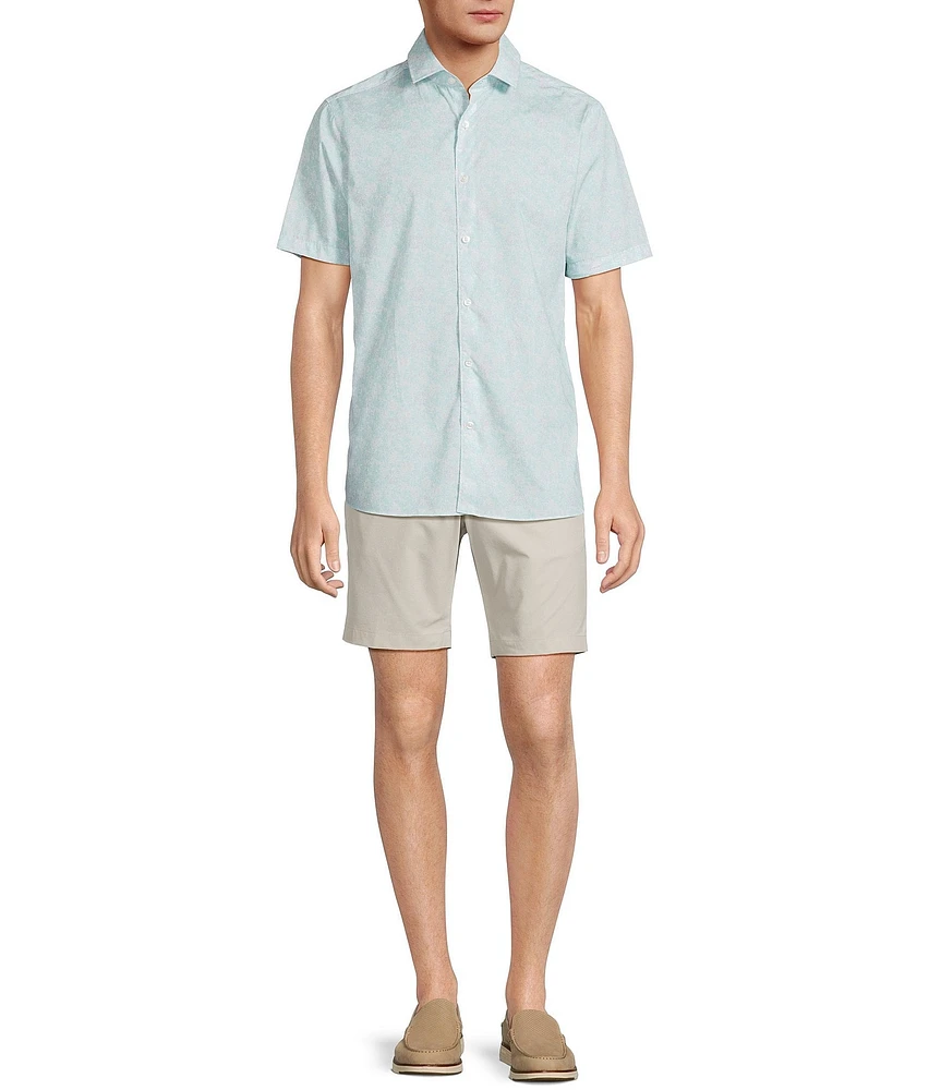 Hart Schaffner Marx The Blueprint Collection Short Sleeve Paisley Floral Button Front Shirt