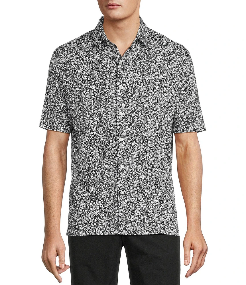 Hart Schaffner Marx The Blueprint Collection Short Sleeve Sketch Floral Print Shirt