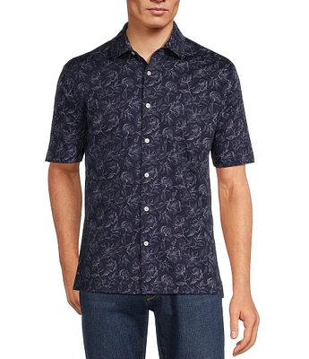 Hart Schaffner Marx The Mr. Classic Collection Short Sleeve Floral Print Coatfront Shirt