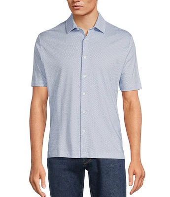 Hart Schaffner Marx The Mr. Classic Collection Short Sleeve Micro-Star Geo Print Coatfront Shirt