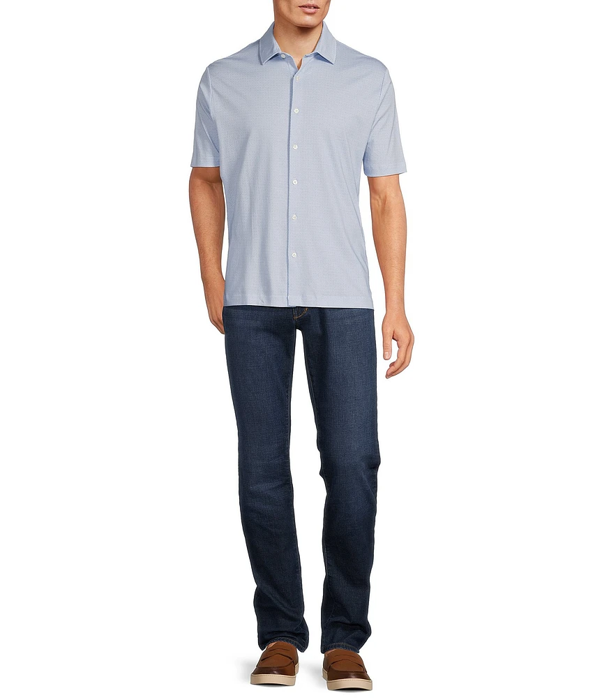 Hart Schaffner Marx The Mr. Classic Collection Short Sleeve Micro-Star Geo Print Coatfront Shirt