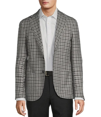 Hickey Freeman Classic Fit Linen Wool Blend Check Sport Coat
