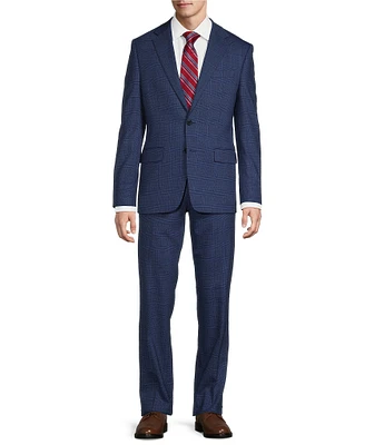 Hickey Freeman Classic Fit Flat Front Plaid 2 Piece Suit