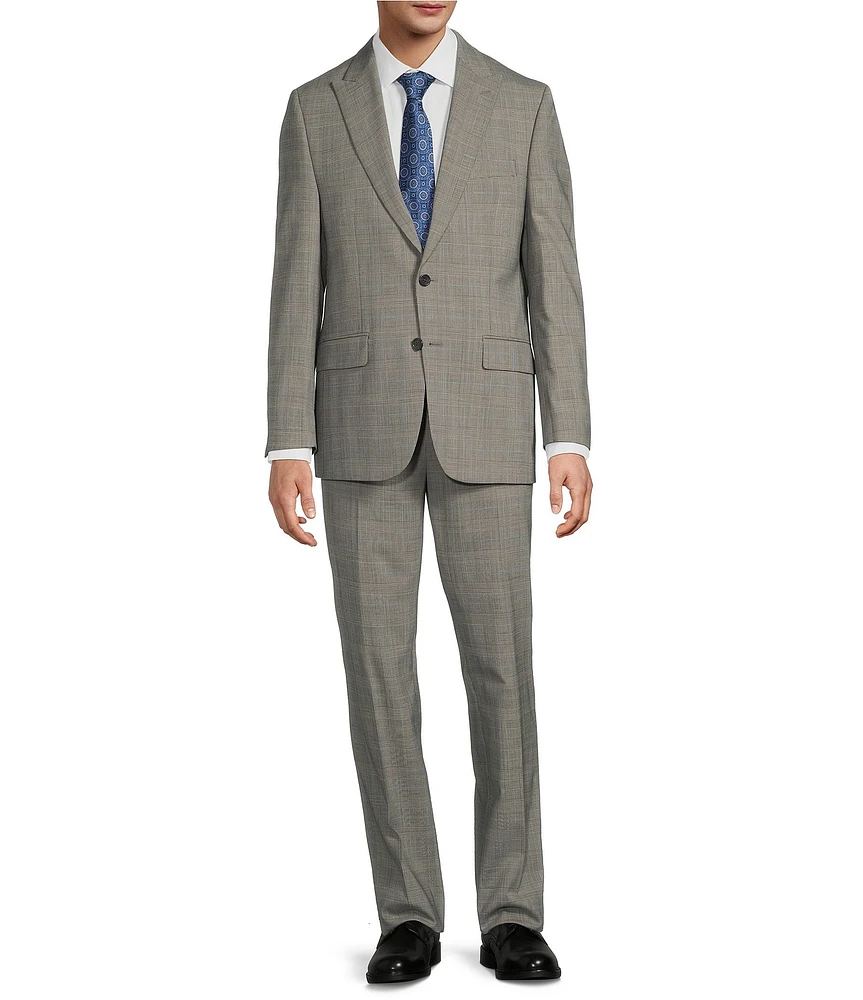 Hickey Freeman Classic Fit Flat Front Subtle Plaid 2 Piece Suit