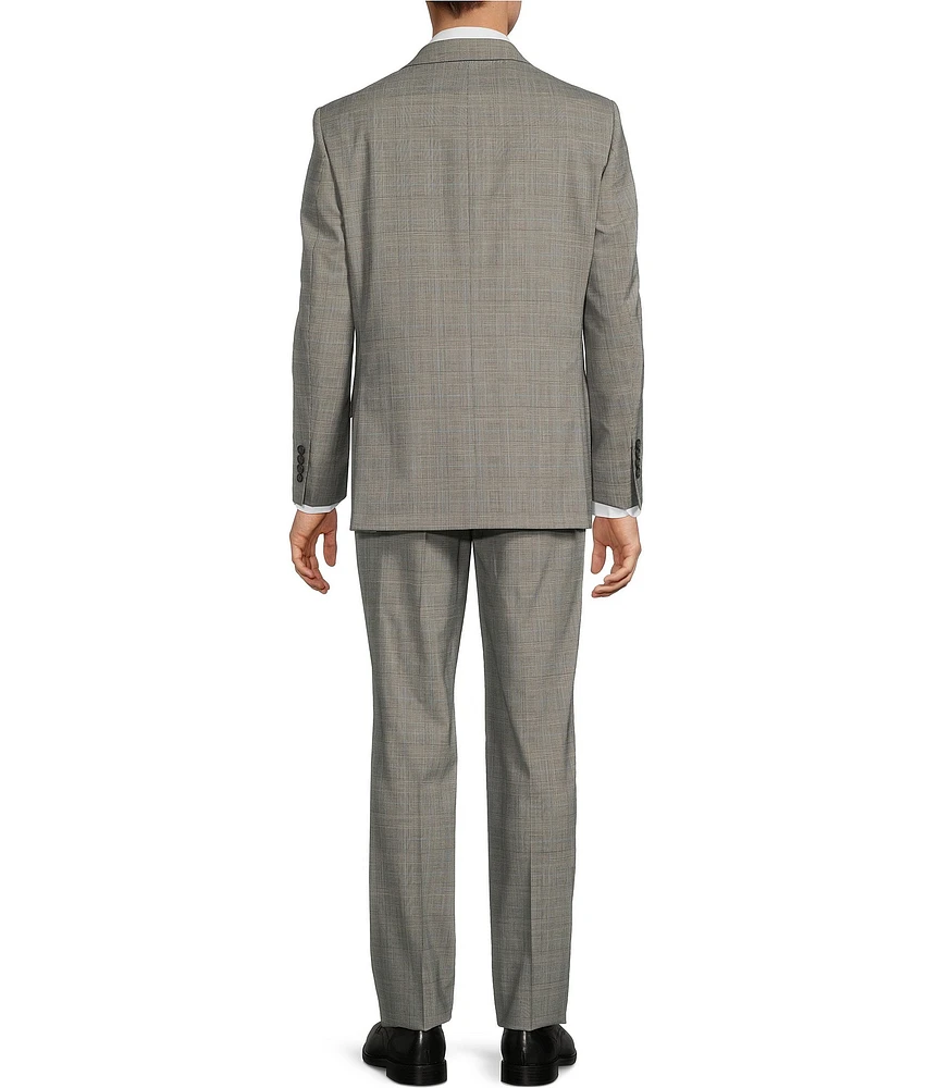 Hickey Freeman Classic Fit Flat Front Subtle Plaid 2 Piece Suit