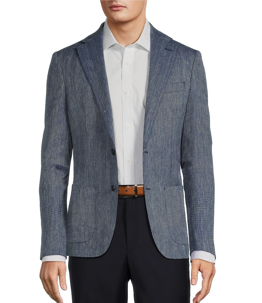 Hickey Freeman Classic Fit Linen Blend Herringbone Sport Coat