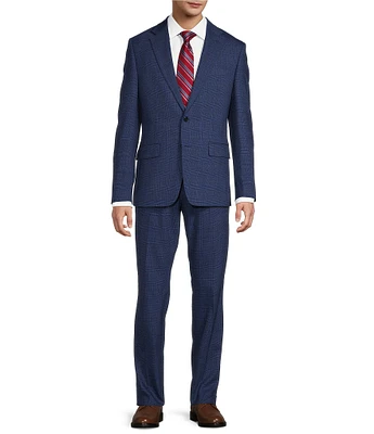 Hickey Freeman Classic Fit Reverse Pleat Front Plaid 2 Piece Suit