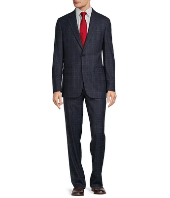 Hickey Freeman Modern Fit Flat Front Plaid Print 2-Piece Suit
