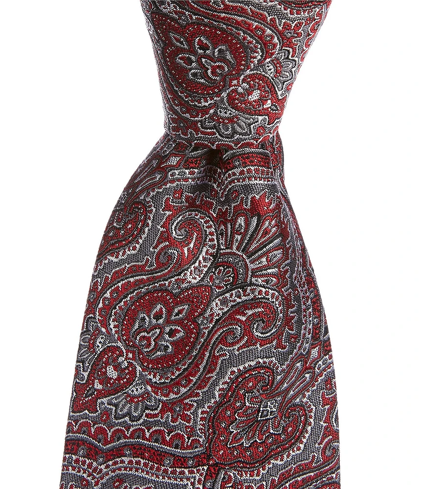 Hickey Freeman Paisley Print 3 1/4#double; Woven Silk Tie