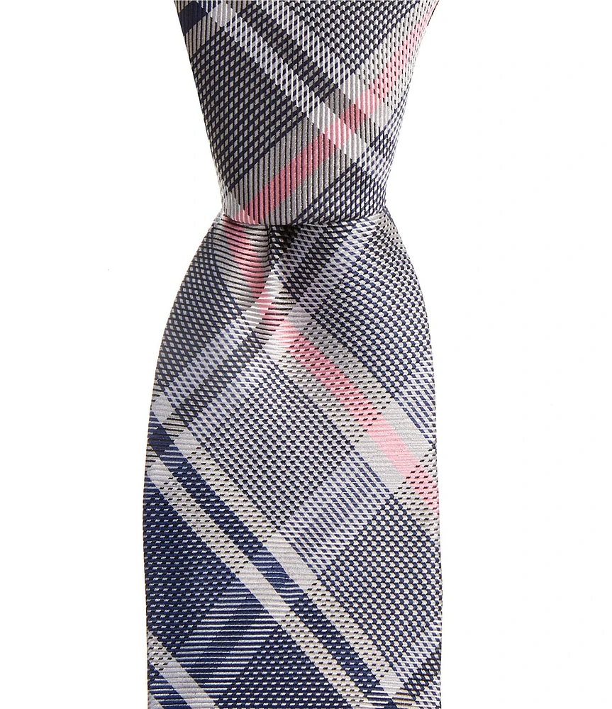 Hickey Freeman Plaid 3 1/4#double; Silk Tie