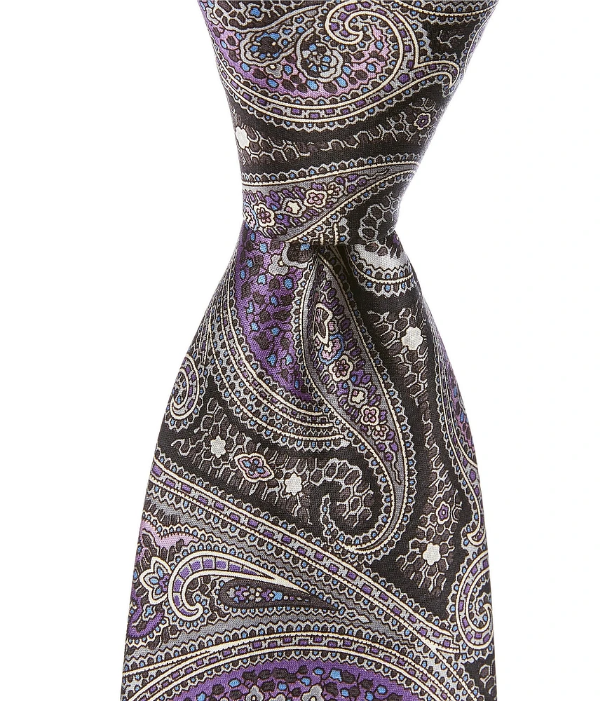 Hickey Freeman Print Paisley 3 1/4#double; Silk Tie