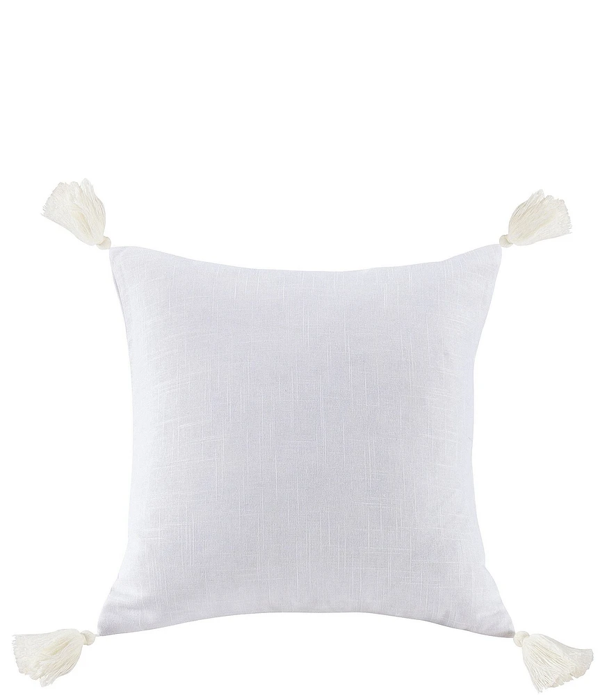 HiEnd Accents Luna Collection Washed Linen Tasseled Square Pillow